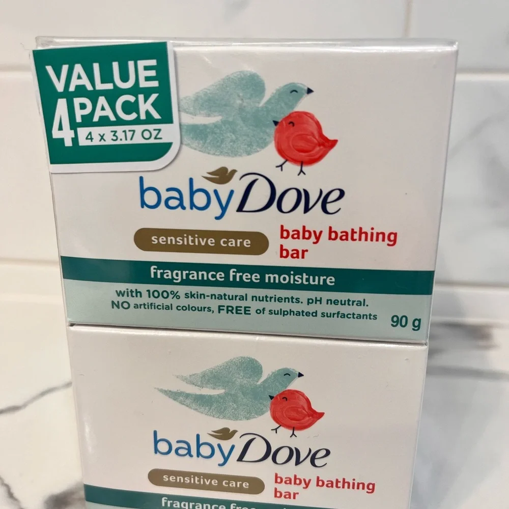 Baby Dove Baby Bathing Bar Fragrance Free Moisture Bathing Soap 90 Gram New 4 Pk